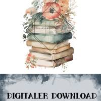 Illustration "Bücher mit Blumen 2"  Digitaler Download png für Sublimation oder Kartenbasteln DIY Aquarell Water Bild 2