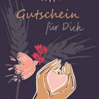 10 Postkarten 'Gutschein für Dich'  mit Herz in Händen, Taube mit Ähre z.B. für christliche Feste Bild 1