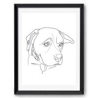 Hunde Portrait | One Line Art | Haustier Portrait | Benutzerdefiniertes Bild | Tierportrait nach Foto | Name Bild 2