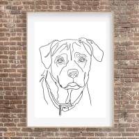 Hunde Portrait | One Line Art | Haustier Portrait | Benutzerdefiniertes Bild | Tierportrait nach Foto | Name Bild 3