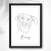 Hunde Portrait | One Line Art | Haustier Portrait | Benutzerdefiniertes Bild | Tierportrait nach Foto | Name Bild 4