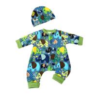 Einteiler Schlafanzug "Glückliche Elefanten" Baby Jungen, ab Frühchen Gr. 38-40 und 44 Geschenk Geburt Stoffausw Bild 1