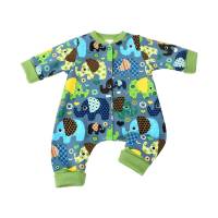 Einteiler Schlafanzug "Glückliche Elefanten" Baby Jungen, ab Frühchen Gr. 38-40 und 44 Geschenk Geburt Stoffausw Bild 2