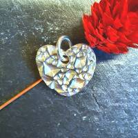 Texturiertes Silberherz aus 999 Silber, Geschenkidee Muttertag Valentinstag Bild 2