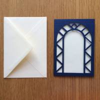 Klappkarte mit Fenster/Ornament,  Umschlag und Einlegebogen, blau und creme Bild 3