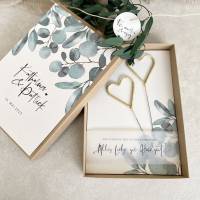 Geschenkschachtel MIKA Wunderkerzen Herzen Eukalyptus Geldgeschenk Hochzeit mit Namen + Anhänger 'Für immer & ewig&# Bild 1