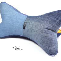 Leseknochen aus Jeans Upcycling, mit Paisley Muster, Buchkissen, Geschenk für Frau Bild 5