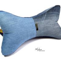 Leseknochen aus Jeans Upcycling, mit Paisley Muster, Buchkissen, Geschenk für Frau Bild 6
