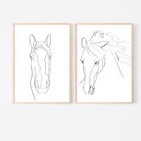 Pferde Portrait nach Foto | One Line Art | Digital Print | mit oder ohne Rahmen Bild 3