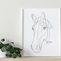 Pferde Portrait nach Foto | One Line Art | Digital Print | mit oder ohne Rahmen Bild 5