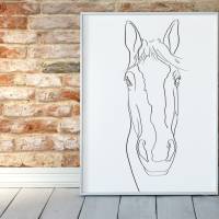Pferde Portrait nach Foto | One Line Art | Digital Print | mit oder ohne Rahmen Bild 6