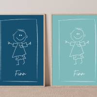 Personalisiertes Kinderbild | Kinderzeichnung als Kunstwerk | Dein Kinderbild als Poster | Hintergrund in Wunschfarbe Bild 2