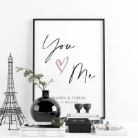 Poster *You & Me* personalisiert mit Namen u. Datum • Geschenk zum Valentinstag und für Paare zur Hochzeit Bild 1
