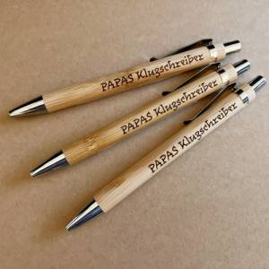Kugelschreiber personalisiert mit ‚Papas Klugschreiber’, Bürobedarf, Vatertag Bild 1