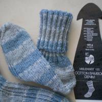 Socken für Damen, Größe 39 / 40, Cotton blau - grau Bild 3