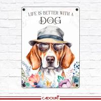 Hundeschild LIFE IS BETTER WITH A DOG mit Beagle Bild 2