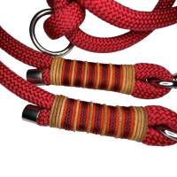 Leine Halsband Set, Tau 10 mm, verstellbar, rot, cognac, weinrot, mit Leder und Schnalle Bild 4