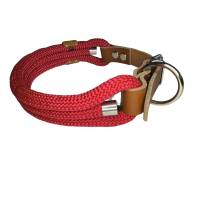 Leine Halsband Set, Tau 10 mm, verstellbar, rot, cognac, weinrot, mit Leder und Schnalle Bild 5