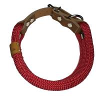 Leine Halsband Set, Tau 10 mm, verstellbar, rot, cognac, weinrot, mit Leder und Schnalle Bild 8