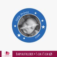 Babyaufkleber zur Geburt | Sterne - personaliserbar mit Babyfoto Bild 1