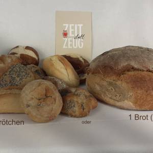 Brotbeutel, Brötchenbeutel natur-rot gestreift aus Leinen mit Karte, wieder verwendbar, waschbar Bild 4