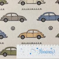 Deko Stoff VW Käfer, Original VW Stoff, Oldtimer, Lizenzstoff, Halb Panama, Leinenoptik, bunte Autos Bild 6