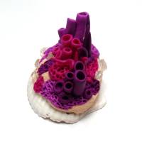 Muschel "Korallenriff" mit Skulptur aus FIMO, Unikat, OOAK Bild 3