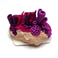 Muschel "Korallenriff" mit Skulptur aus FIMO, Unikat, OOAK Bild 4