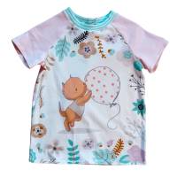 T-Shirt Mädchenshirt Raglanshirt - Größe 104 - Katzenmädchen rosa weiß Bild 1