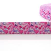1 Meter Gummiband pink mit Herzen, Breite 25mm Bild 2