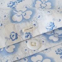 Kissenbezug Bettwäsche Bauernstoff Bauernbettwäsche Kopfkissenbezug, blau weiß, Kleeblätter und Rosen - unbenutzt Bild 7