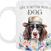 Hunde-Tasse LIFE IS BETTER WITH A DOG mit Kleinem Münsterländer Bild 2