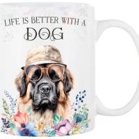 Hunde-Tasse LIFE IS BETTER WITH A DOG mit Leonberger Bild 1