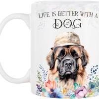 Hunde-Tasse LIFE IS BETTER WITH A DOG mit Leonberger Bild 2