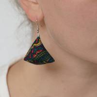 Ohrringe ecru oder moosgrün florales Muster in Pyramidenform Bild 10