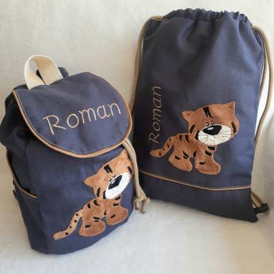 Kindergartentasche Kinderrucksack Turnbeutel Boho Tiger Kinderrucksack 2-6 Jahre  personalisiert mit Name