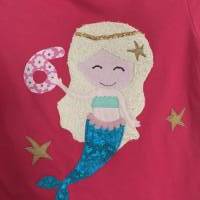 Geburtstagsshirt Namensshirt T-Shirt Mädchen benäht Applikation Meerjungfrau Wimpelkette personalisierbar Name ab Gr.92 Bild 2