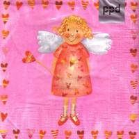 Servietten Heart Angel, Engel mit Herzen auf Rosa, 20 Lunchservietten von ppd zum Basteln Bild 1