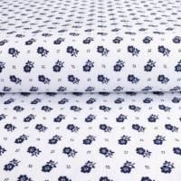 Baumwollgewebe Blaudruck, Blumen weiß, 150 cm breit, Meterware, Preis pro 0,5 lfdm Bild 3