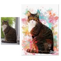 Leinwand mit Foto und Name in Wasserfarben-Effekt für Hund Katze oder Vogel Bild 4