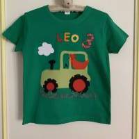Geburtstagsshirt Namensshirt Traktor Bauernhof T-Shirt Junge Geschenk benäht Applikation personalisierbar Name ab Gr.92 Bild 1