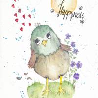 HAPPYNESS Klappkarte mit Umschlag Birdies Spruch Vogel Blumen Herzen Aquarell handgemalt minimalistisch A6 kaufen Bild 2