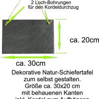 Memoboard Kreidetafel Schiefer zum Beschriften für Küche Garten mit Kordel zum Aufhängen 30x20cm Bild 2