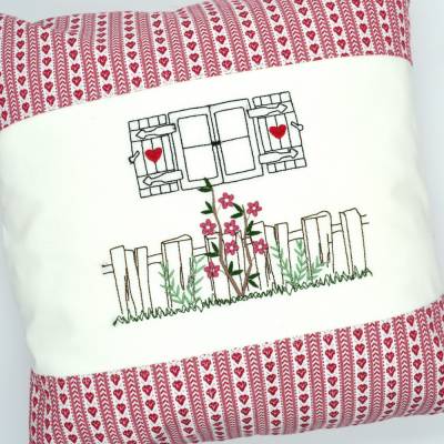 Stickdatei Gartenzaun mit Fenster verschiedene Größen