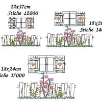 Stickdatei Gartenzaun mit Fenster verschiedene Größen Bild 3