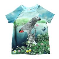 T-Shirt Mädchenshirt Raglanshirt Größe 92 - Papagei mint Bild 1