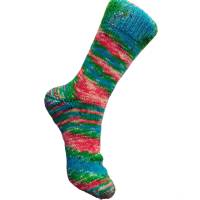 Socken aus meiner handgefärbten Wolle in Größe 39/41, Grün, Pink, Blau Bild 3