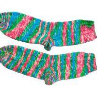 Socken aus meiner handgefärbten Wolle in Größe 39/41, Grün, Pink, Blau Bild 4