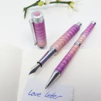 Füllfederhalter und Kugelschreiber   Geschenkset Design Love letter in pink apricot Bild 1