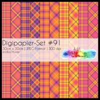 Digipapier Set #91 (gelb, orange, pink, lila)Tartanmuster  zum ausdrucken, plotten & mehr Bild 1